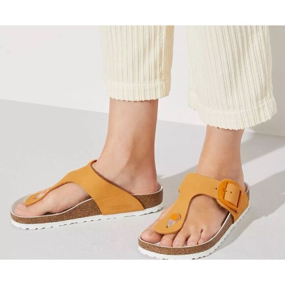 Birkenstock Gizeh Big Buckle Nubuck Leather sandals in apricot EU 36 regular - Picture 1 of 11